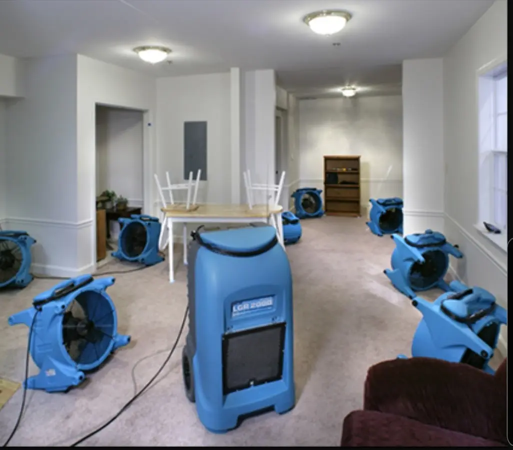 Air movers and dehumidifier setup for Water Extraction & Removal in Valley Falls
